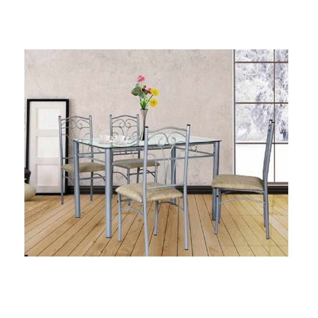 San Diego Glass 4 Seater Dining Set - metallikafurniture.com