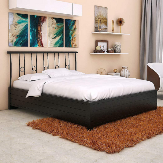 Manila Metal Queen Hydraulic Bed - Black - metallikafurniture.com